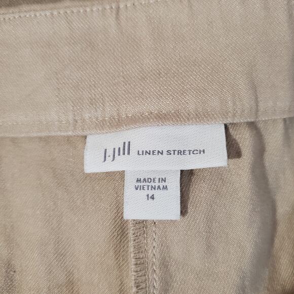 J. Jill Linen Stretch Straight Leg Crop Pants Womens Size 14 Ivory Cream Sand - Picture 8 of 11